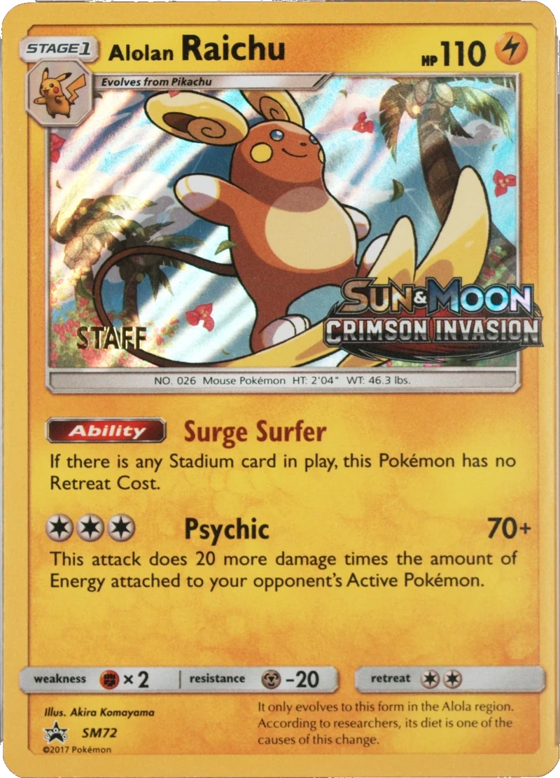 Alolan Raichu Staff Prerelease PSA reference placeholder