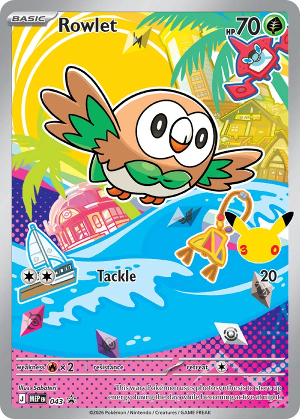 Rowlet #043, English MEP Black Star Promos promo, reference image
