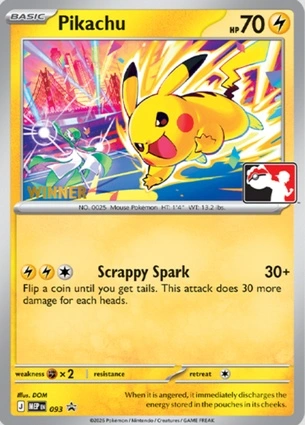 Pikachu #093, English Play! Pokemon WINNER stamped promo reference image