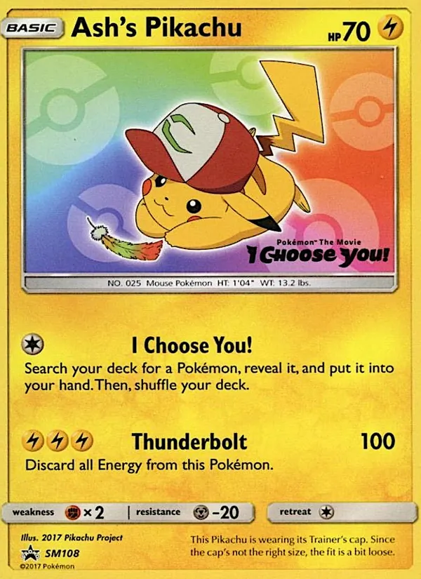 Ash's Pikachu #SM108, SM Black Star Holo, TCGdex reference