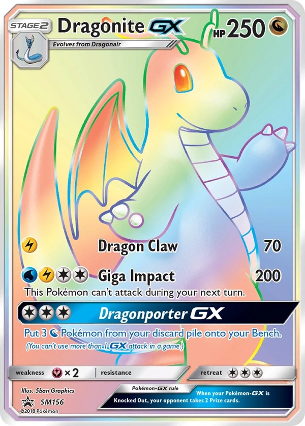Dragonite GX #SM156, English SM Black Star Promos promo, reference image
