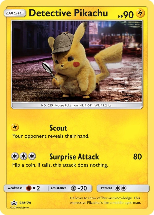 Detective Pikachu #SM170, English SM Black Star Promos promo, reference image