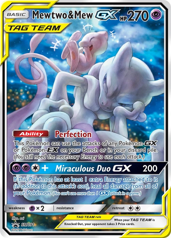 Mewtwo & Mew GX #SM191, English SM Black Star Promos promo, reference image