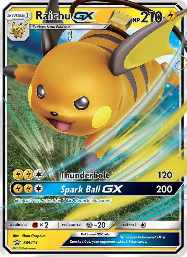 Raichu GX #SM213, SM Black Star Holo, TCGdex reference