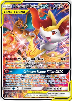 Charizard & Braixen GX #SM230, English SM Black Star Promos promo, reference image