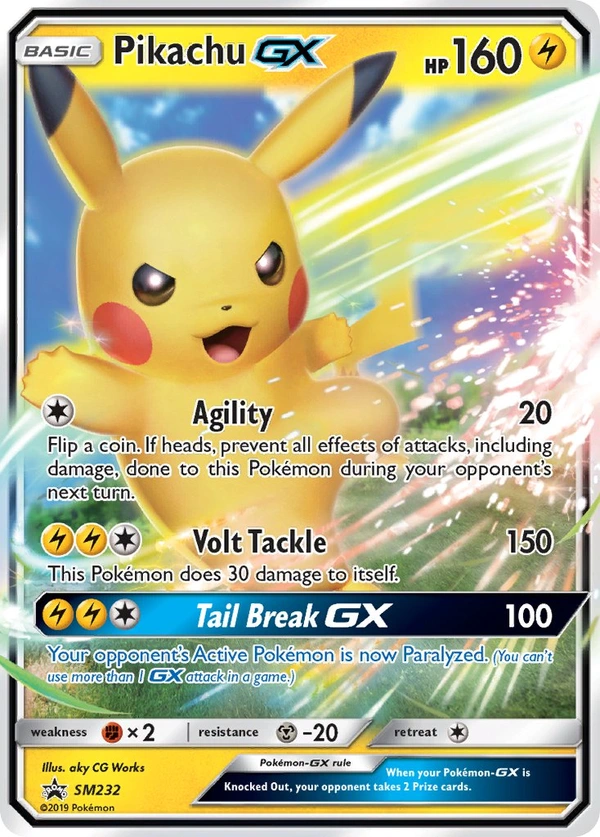 Pikachu GX #SM232, English SM Black Star Promos promo, reference image