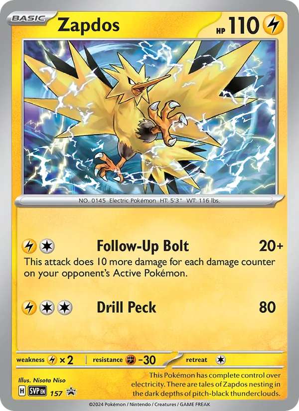 Zapdos #157, SWSH Black Star Holo, TCGdex reference