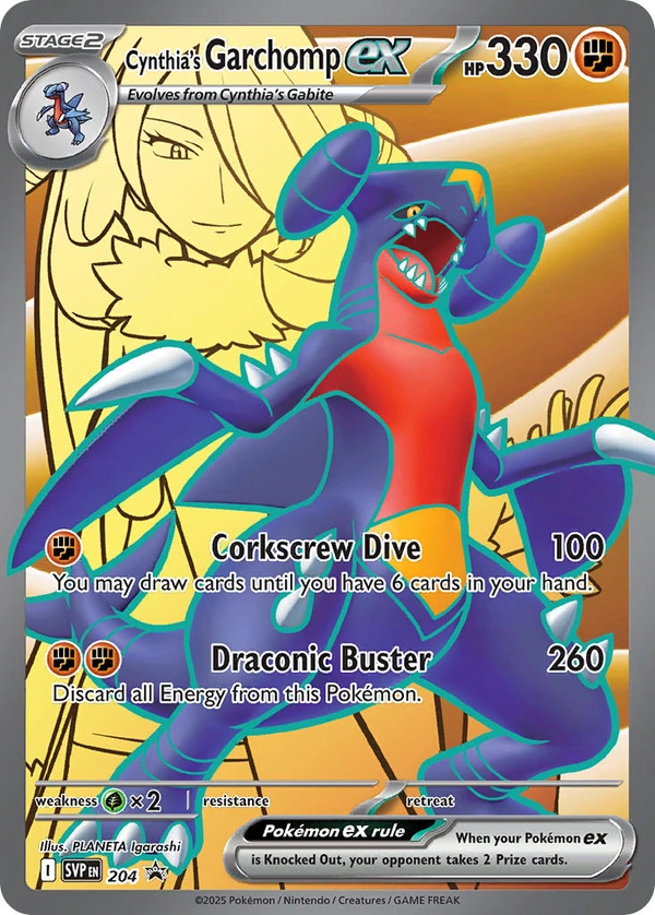 Cynthia's Garchomp ex #204, English SVP Black Star Promos promo, reference image