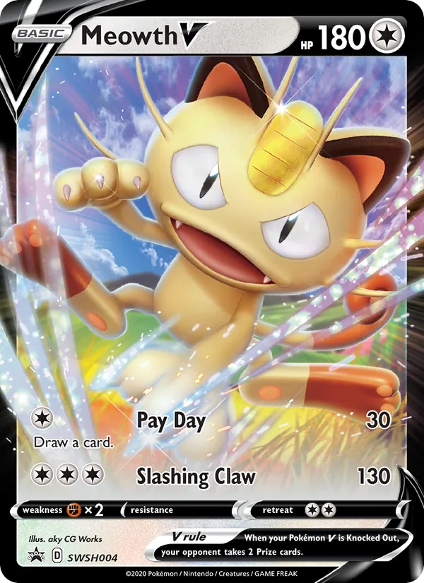 Meowth V #SWSH004, SWSH Black Star Holo, TCGdex reference