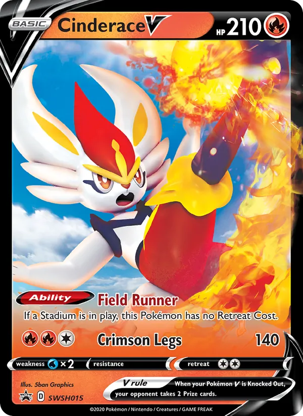 Cinderace V #SWSH015, SWSH Black Star Holo, TCGdex reference
