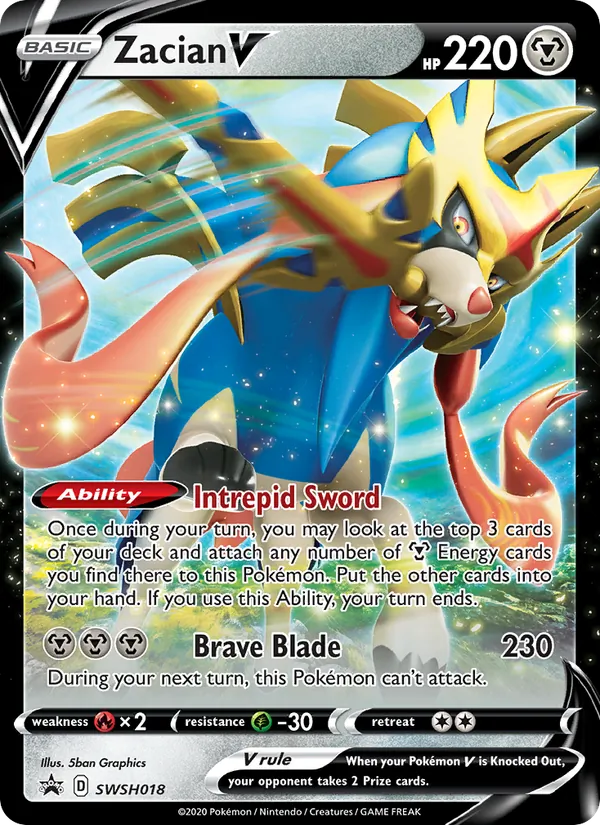 Zacian V #SWSH018, SWSH Black Star Holo, TCGdex reference