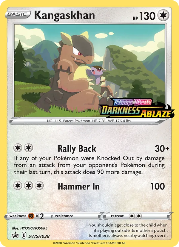 Kangaskhan SWSH038, prerelease base reference scan