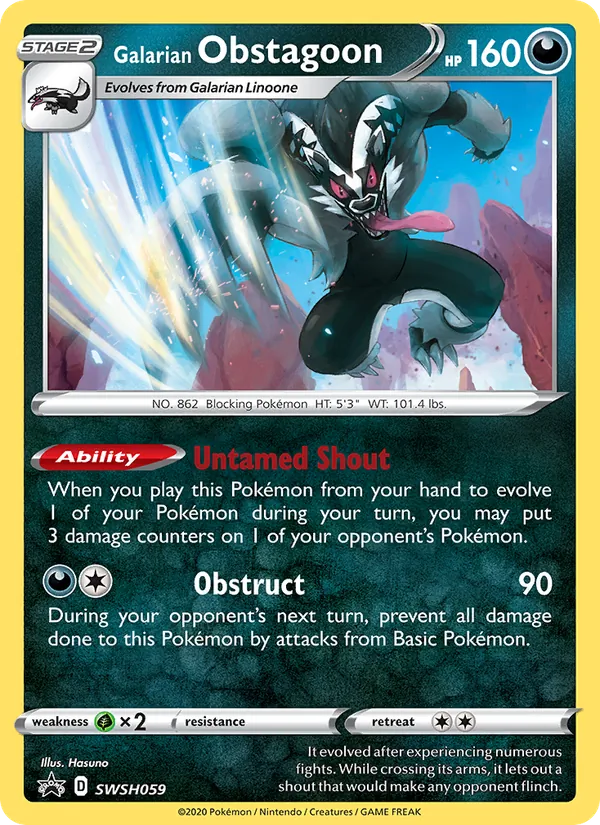 Galarian Obstagoon #SWSH059, SWSH Black Star Holo, TCGdex reference