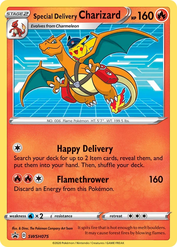 Special Delivery Charizard #SWSH075, English SWSH Black Star Promos promo, reference image