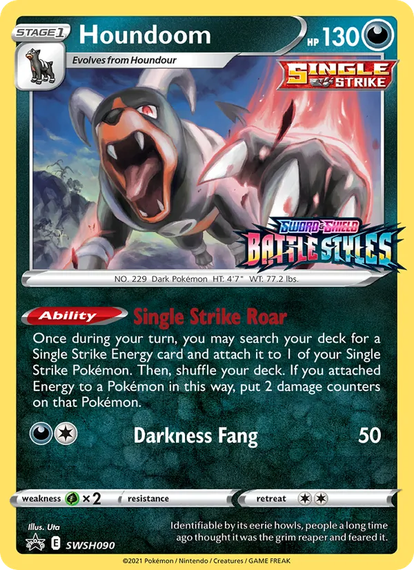 Houndoom SWSH090, prerelease base reference scan