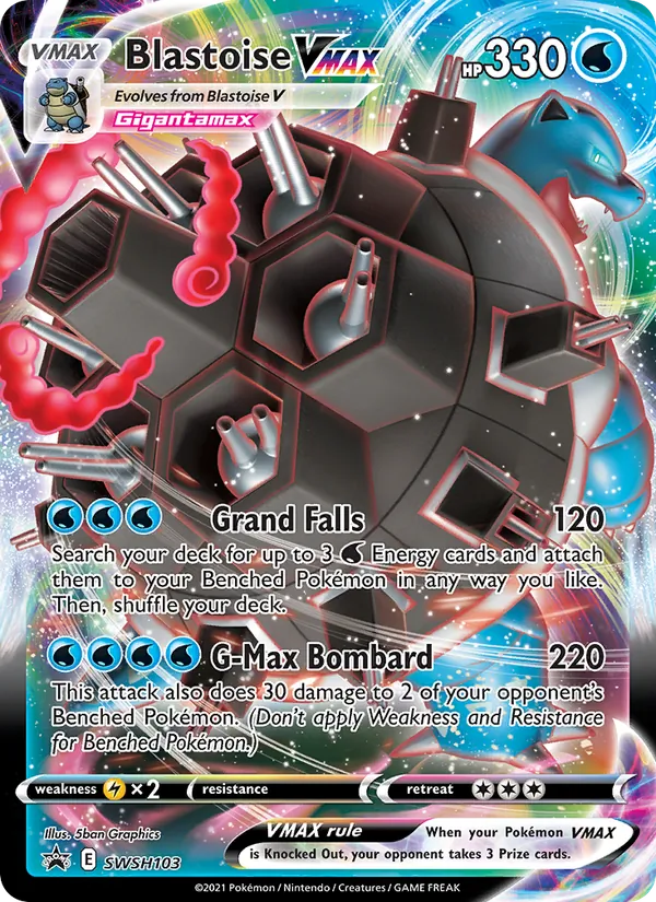 Blastoise VMAX #SWSH103, SWSH Black Star Holo, TCGdex reference