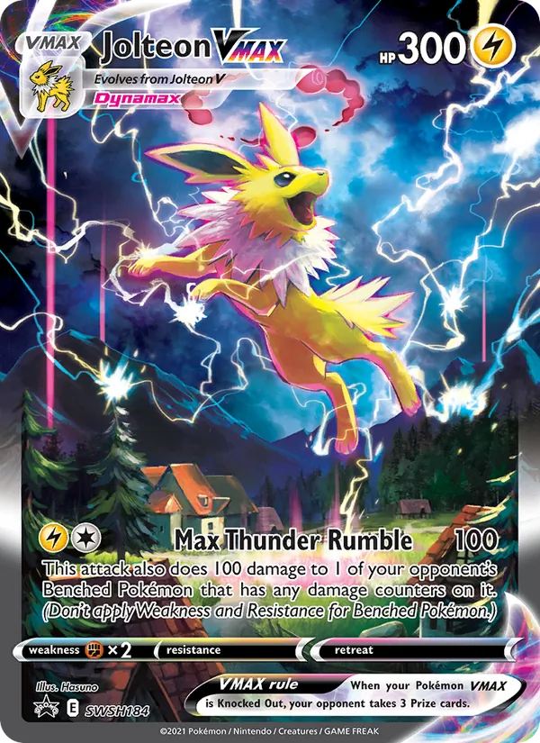 Jolteon VMAX #SWSH184, SWSH Black Star Holo, TCGdex reference