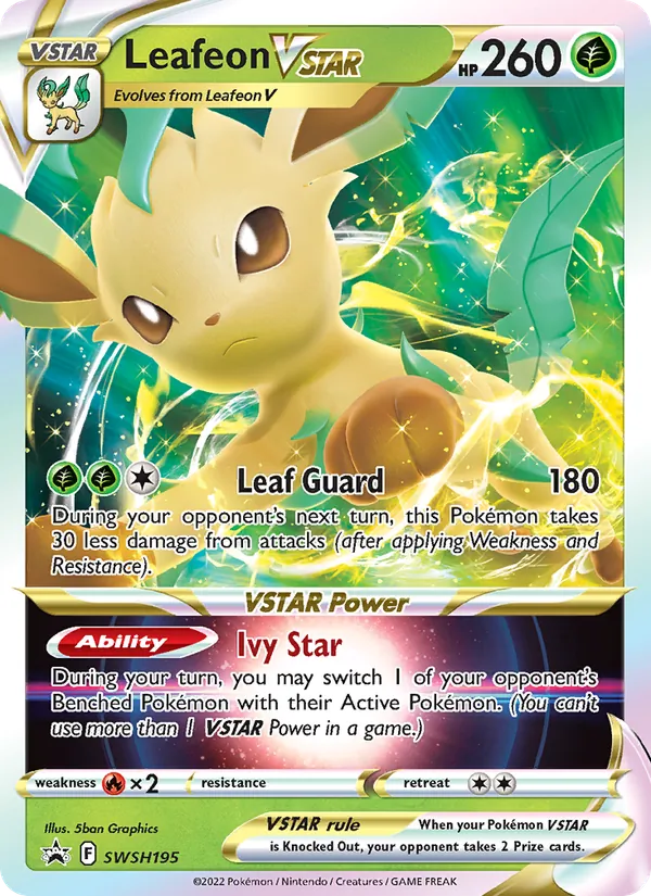 Leafeon VSTAR #SWSH195, SWSH Black Star Holo, TCGdex reference
